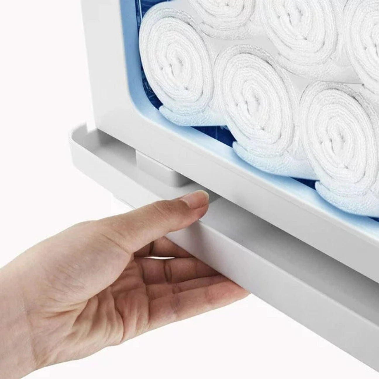 Towel warmer with a 12-month warranty, suitable for use in beauty salons, barber shops, spas, yoga studios, gyms, and massage parlors