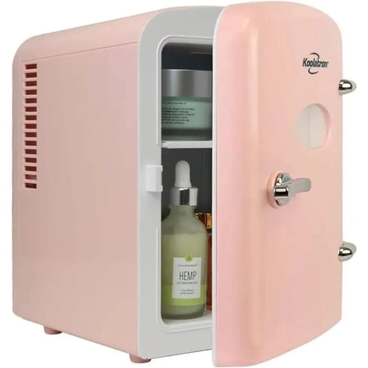 Compact cooler with AC adapter for versatile use, compatible with both AC and 12V DC power sources