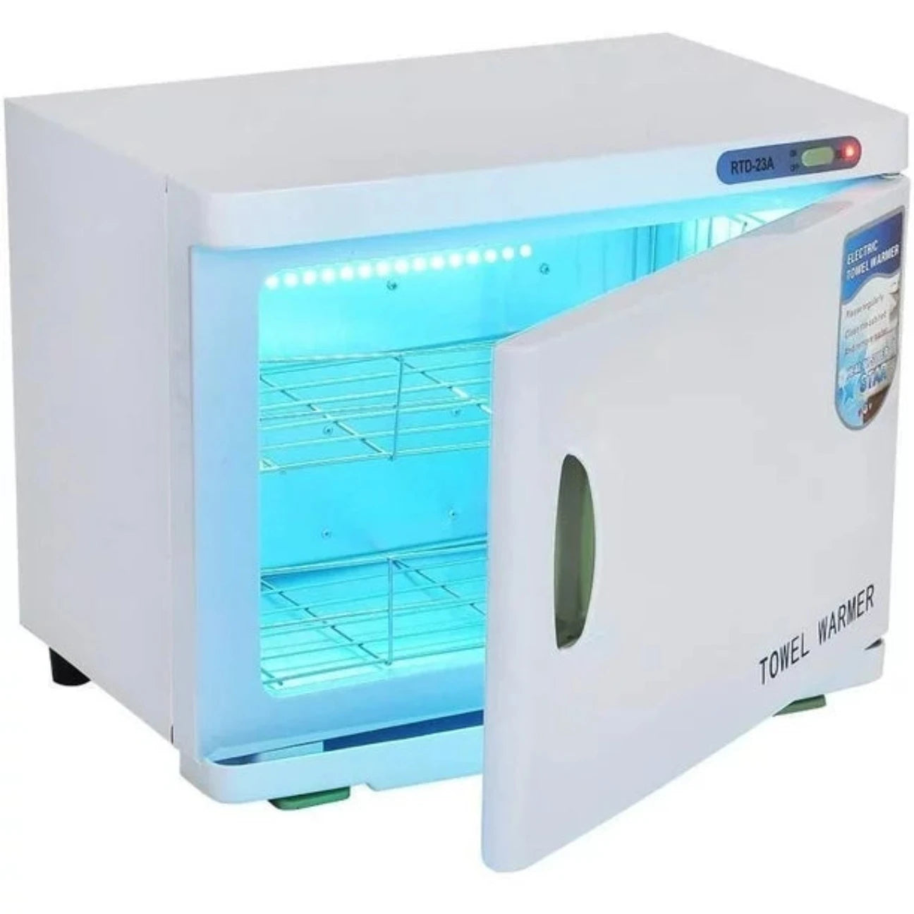 Towel warmer with a large capacity, capable of holding up to 60 facial-sized towels, suitable for spas and beauty salons